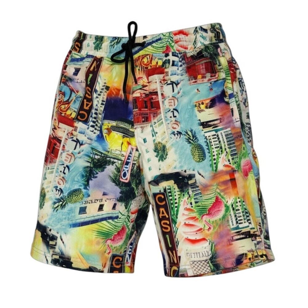 Miami Tropic Streetwear Shorts Men’s Small Colorful Graphic Summer Beach Fit